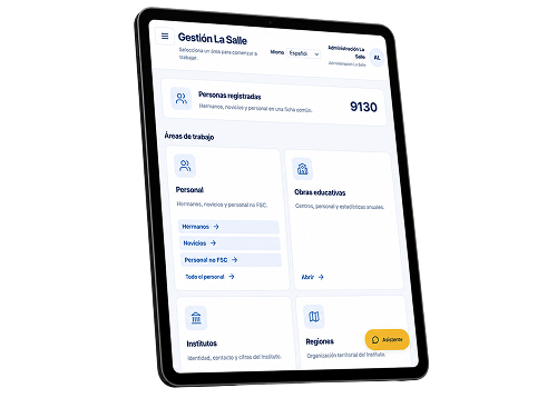 Versión web de Gestión La Salle abierta en una tablet
